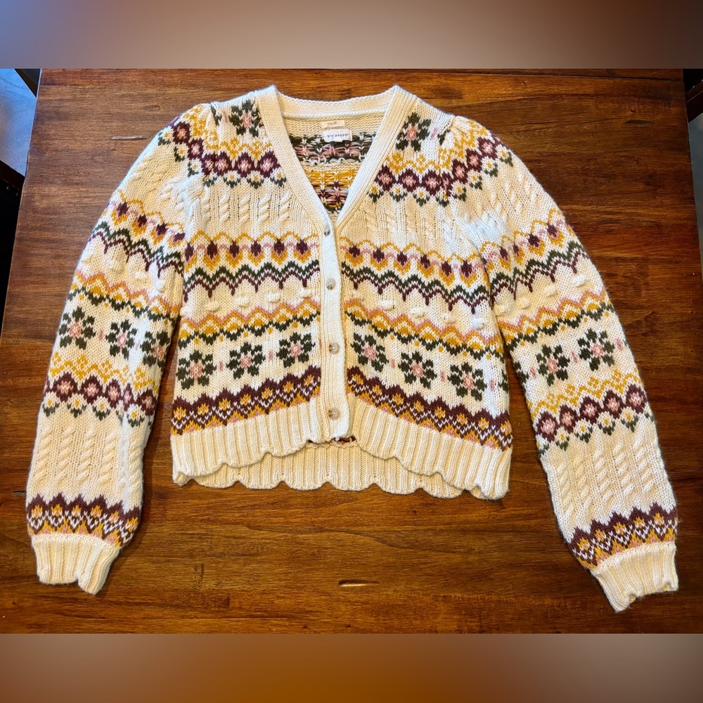 Blu Pepper Floral Knitted Cardigan